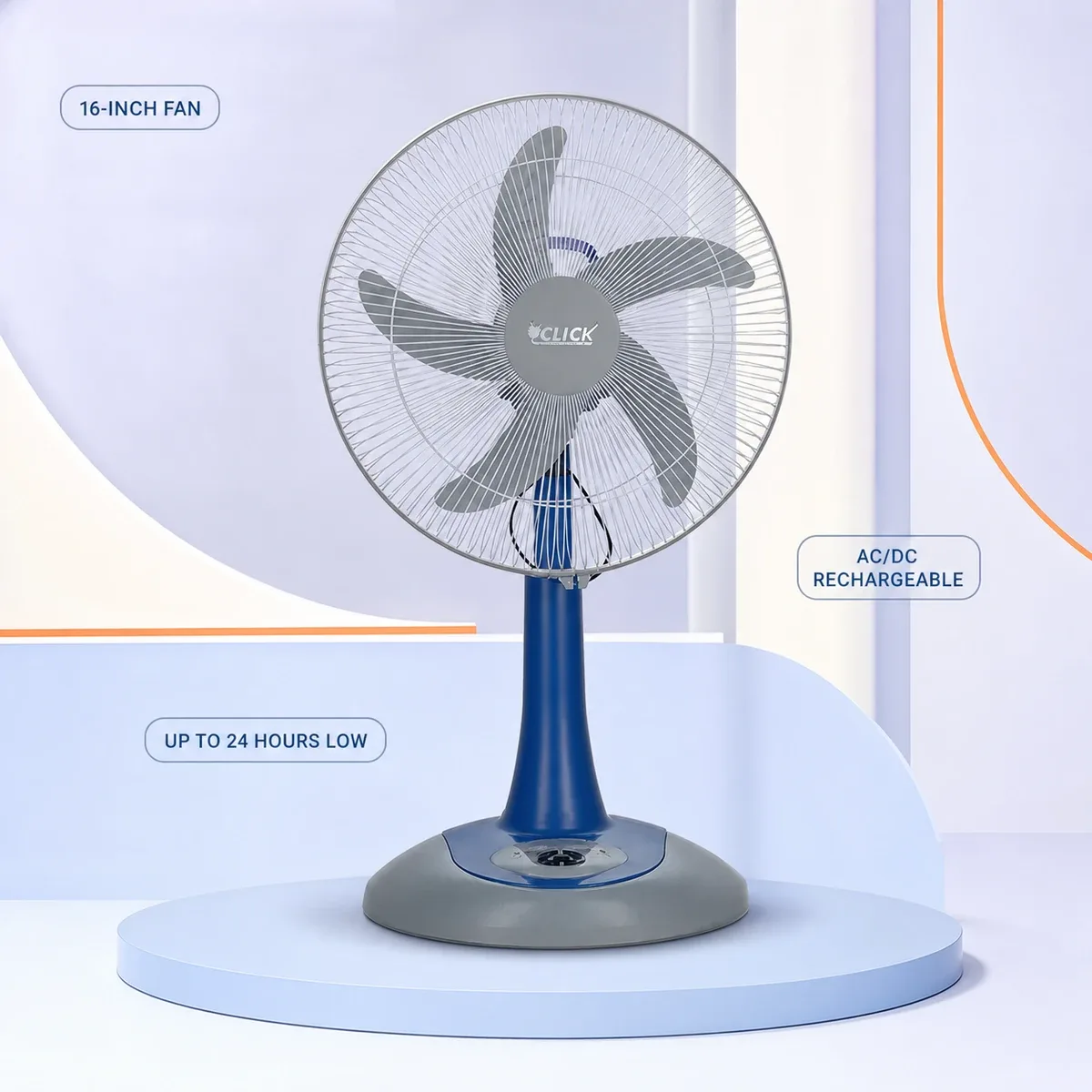 Click Rechargeable Half Stand Fan 16″ product image