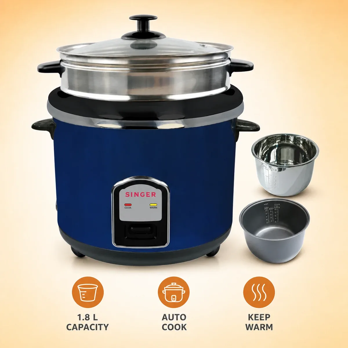 Singer 1.8L Automatic Rice Cooker with Keep Warm Function product image