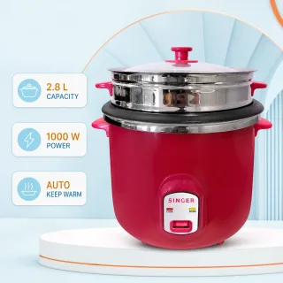 Singer Deluxe Pink 2.8L Rice Cooker with Auto Keep Warm — 1