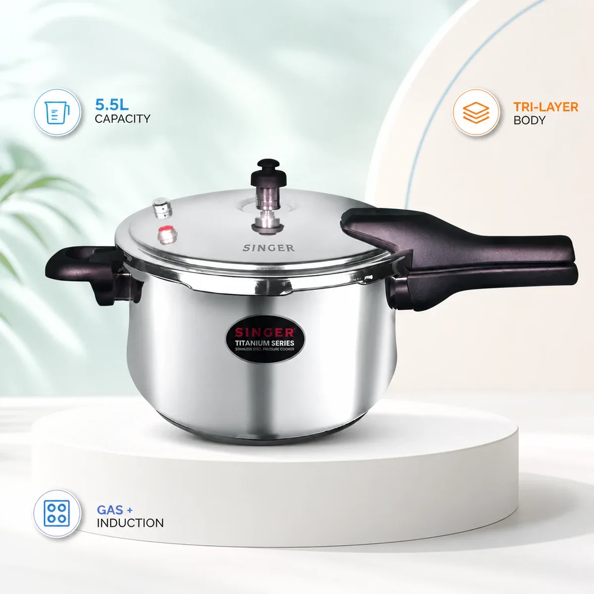 Singer Pressure Cooker 5.5L SPP-5.5I-SS product image