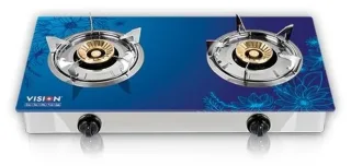 Vision 3D-Sky Tempered Glass Double NG Gas Stove – Blue — 2