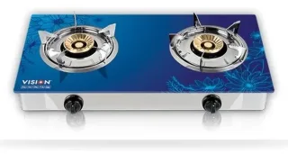 Vision 3D-Sky Tempered Glass Double NG Gas Stove – Blue — 3