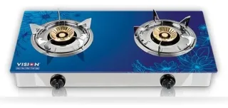 Vision 3D-Sky Tempered Glass Double NG Gas Stove – Blue — 4