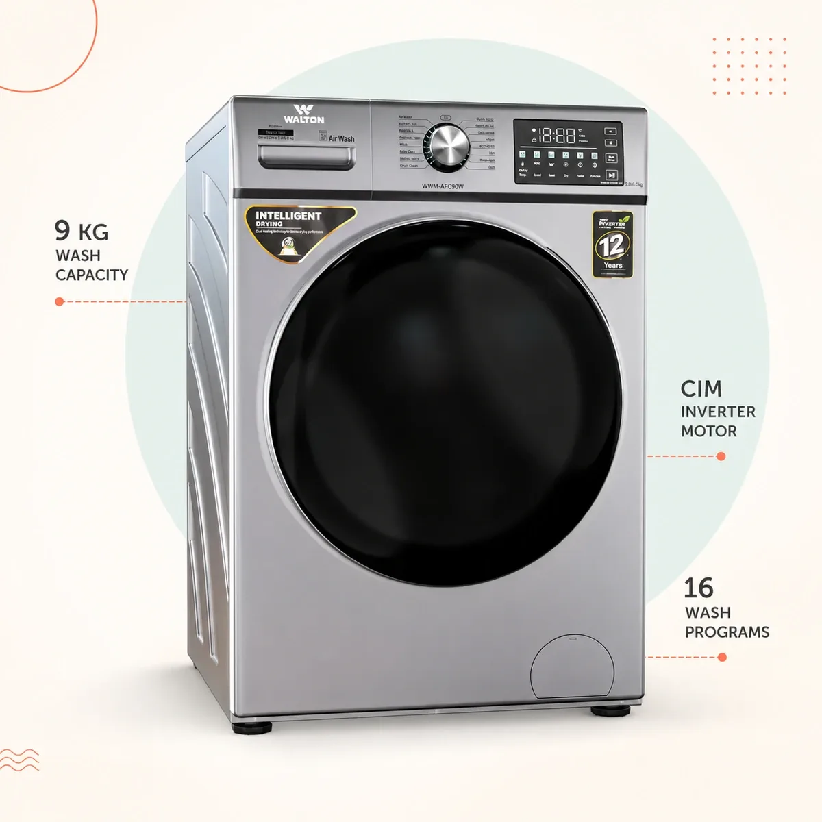 Walton 9Kg Front Loading Inverter Washing Machine product image